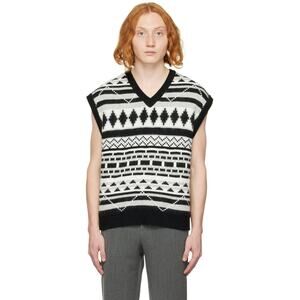 Solid Homme Black and White jacquard vest